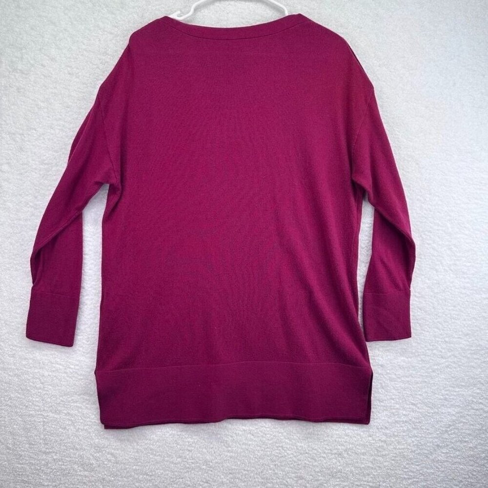Chicos Sweater Womens Large Tunic Dark Pink Shoulder Buttons Accents Long Sleeve - Picture 3 of 8
